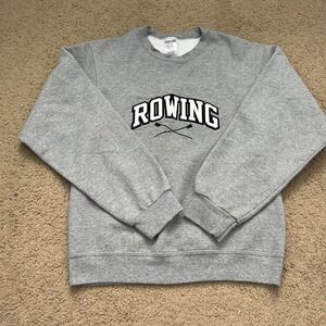 Jerzees Grey crewneck sweatshirt with a vintage Rowing College vibe